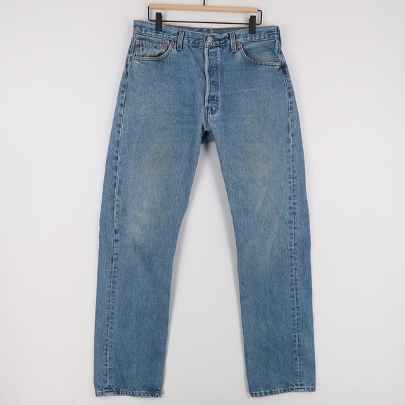 Levi's Other - Vintage Levis 501 Jeans Mens 35x34 Blue Straight Leg Button Fly Made In USA